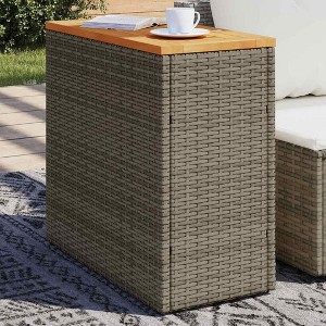 vidaXL Garden Side Table Grey Poly Rattan Small Durable - 1 of 4