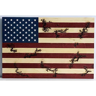 TX USA Corporation Lichtenburg Wood Burning American Flag Wall Decor - Multicolored