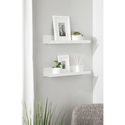 Mezzo White Metal Floating Wall Ledge Shelf Set