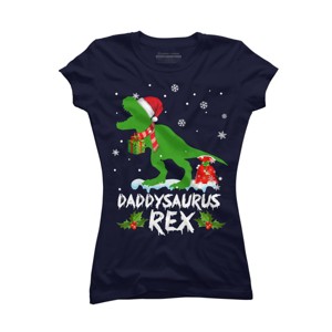 Junior's Design By Humans Daddysaurus Christmas By NekoShop T-Shirt - 1 of 3