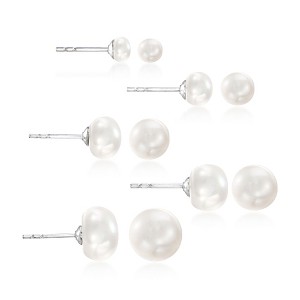 Ross-Simons 4-8mm Cultured Pearl Jewelry Set: 5 Pairs Of Stud Earrings With Sterling Silver - 1 of 4