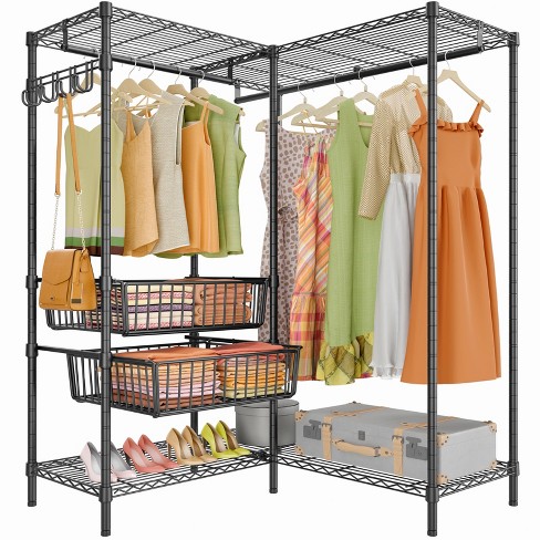 Freestanding Metal Closet Rack, Black