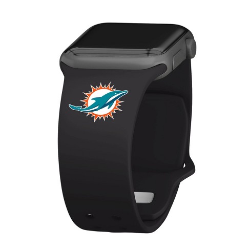 NFL Miami Dolphins Apple Watch Compatible Silicone Band - Black - image 1 of 3