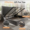 Lift Up Storage Bed Frame,Upholstered Platform Bed Velvet - 4 of 4