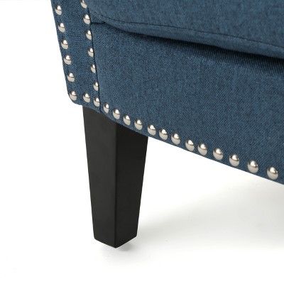 Navy Blue Handcrafted Studded Wood Accent Chair