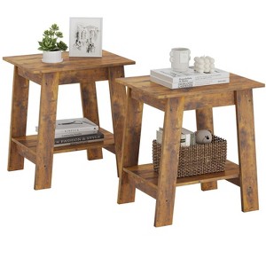 2 Pcs Side Table, Small End Table with 2 Tier Storage Shelf, Narrow Space Side Table - 1 of 4