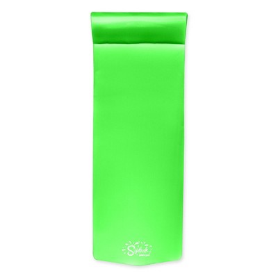 TRC Recreation Splash 1.25 Inch Thick Soft Foam Raft Lounger Swimming Pool Float Mattress with Headrest for Poolside, Lake, and Beach, Fierce Green