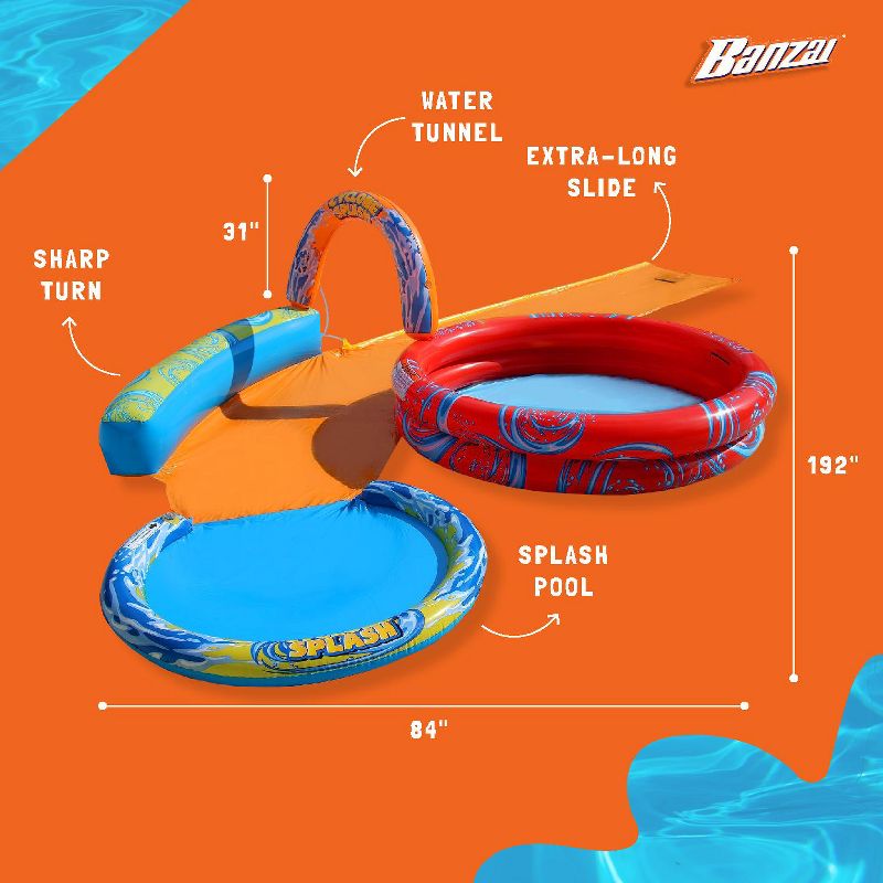 Banzai Cyclone Splash Water Park Outdoor Backyard Inflatable Toy with Sprinkling Slide and Kiddie Pool,, 3 of 7