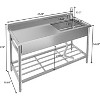 Freestanding Stainless Steel Utility Sink with Faucet, Single Bowl & Hot/Cold Water Pipes for Garage, Laundry Room - 3 of 4