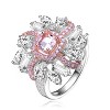 Guili Sterling Silver Rhodium and Rose Gold Plated Morganite Cushion with Pink and Clear Cubic Zirconia Cluster, Elegant Design, Sizes 6, 7, 8 - 2 of 3