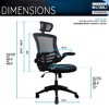 Modern High-Back Mesh Executive Office Chair with Headrest and Flip-Up Arms, Black - 4 of 4
