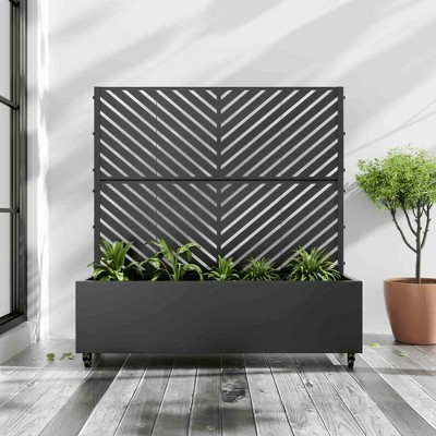 Lirago Iron Black Arch Mobile Planters Planting Box Trellis for Climbing Plants - 47x47