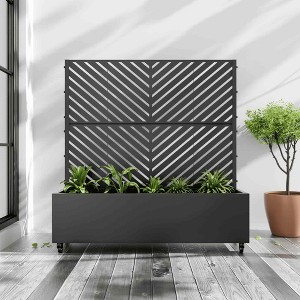 Lirago Iron Black Arch Mobile Planters Planting Box Trellis for Climbing Plants - 47x47 - 1 of 4