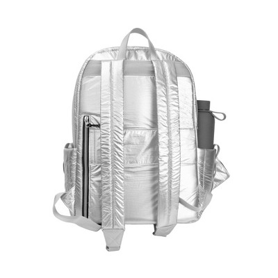 JOAN & DAVID Tubular Quilted Metallic Puffer Nylon 18-Inch Workbook Backpack 358-METALLIC CHOCO One Size — фото 4