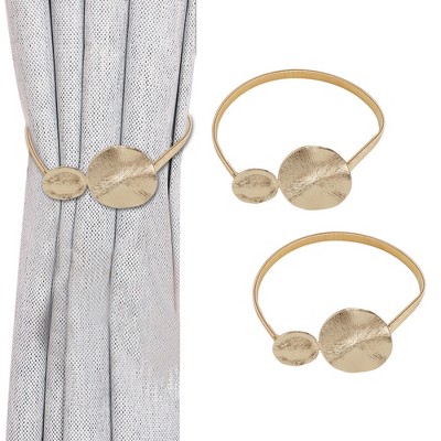 Unique Bargains Lotus Leaf Carving Design Curtain Ties Gold Tone 2 Pcs