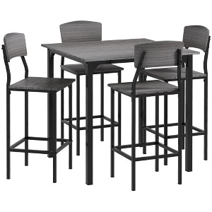 Aghana Digitals 5-Piece Rustic Brown Counter Height Dining Set: Space-Saving Bar Table with 4 - 1 of 4