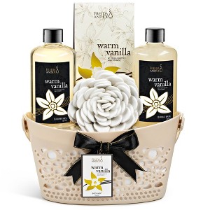 Freida & Joe Bath & Body Gift Set for Men and Women 5-Piece Spa Kit and Reusable Beautiful Basket - 1 of 4