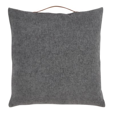 Slate Gray Chenille Square Throw Pillow with Handle