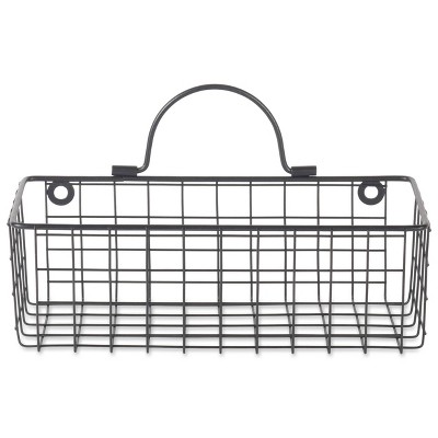 Vintage Black Small Rectangular Wire Wall Baskets, Set of 2