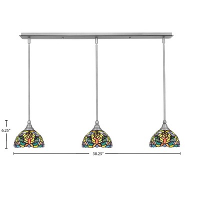 Toltec Lighting Any 3 - Light Chandelier in  Brushed Nickel with 7" Kaleidoscope Art Glass Shade