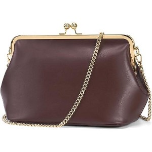 Women's Kiss Lock Crossbody Bag PU Medium Handbags Kiss Clasp Crossbody Shoulder Bags - 1 of 4