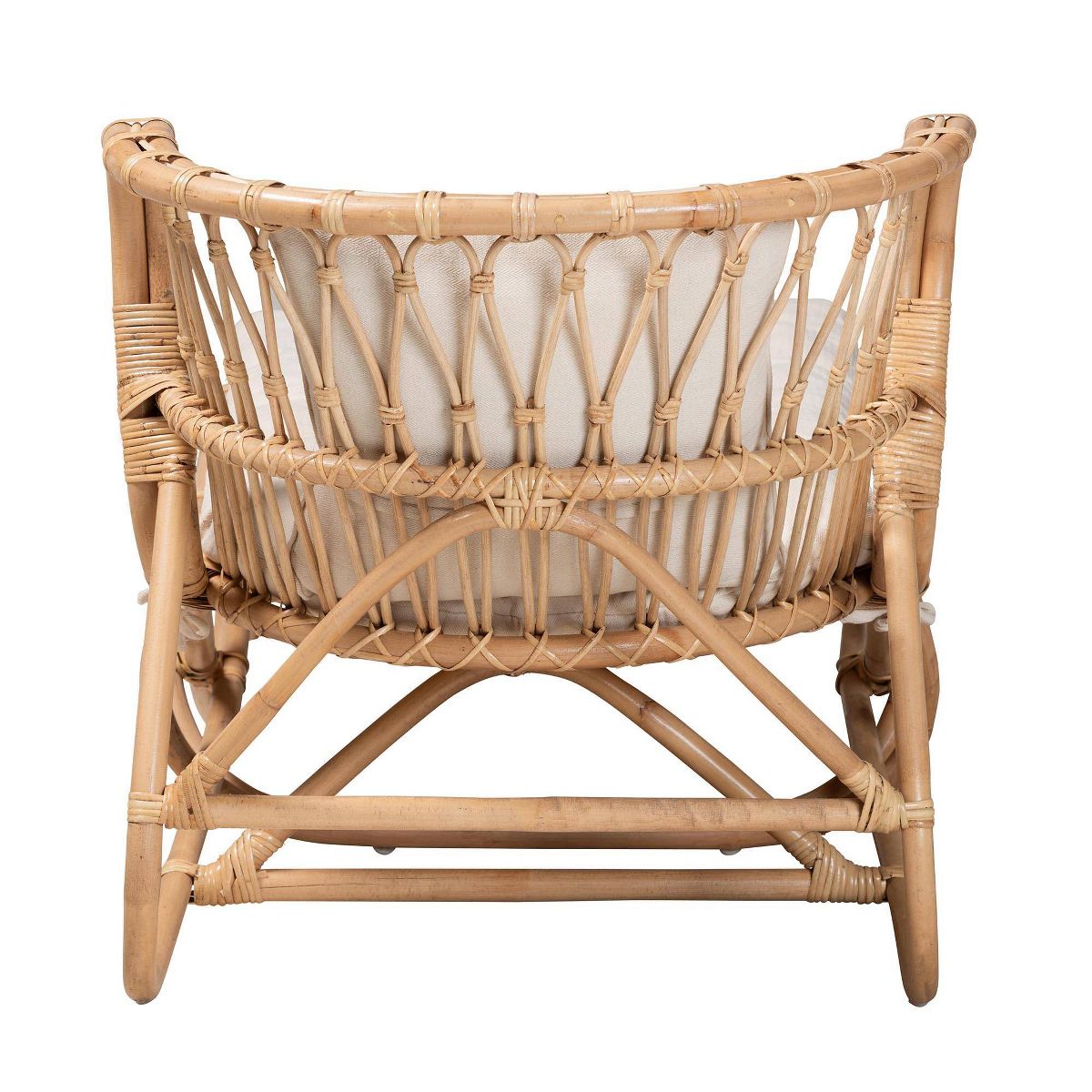 bali & pari Delara Rattan Chaise White/Natural Brown: Upholstered Polyester, No Assembly Required - thumbnail 5