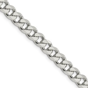 Black Bow Jewelry Men's 7mm, Sterling Silver Solid Pave Curb Chain Necklace - 1 of 4