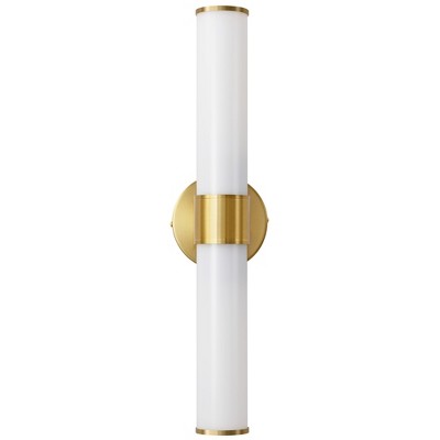 POWLIG 19.87-in 2-Light Gold Modern Dimmable Wall Sconce with Milky White Glass Shade