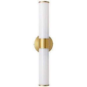 POWLIG 19.87-in 2-Light Gold Modern Dimmable Wall Sconce with Milky White Glass Shade - 1 of 4