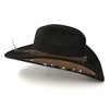 Western Express Black Suede Finish Western Hat with Steer Skull Hat Band and Leather Accents - 3 of 4