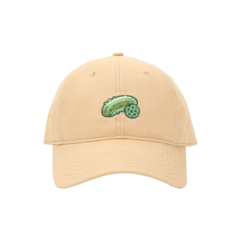 Pickleball Embroidered Pickle & Ball Tan Dad Hat, 1 of 7