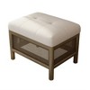 Small Foot Stool Ottoman, Upholstered Sofa Foot Rest, Wooden Entryway Bench, Rattan Base Small Foot Rest for Living Room Entryway Couch - 2 of 4