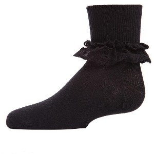 Memoi Girls' Layered Lace Cotton Blend Anklet Socks - 1 of 2