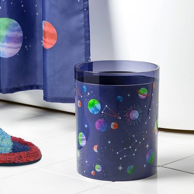 Starry Night Blue Plastic Kids' Wastebasket
