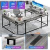 78.8in U-Shaped Corner Computer Desk for Gaming, Reversible L-Shaped Office Desk with Power Outlets, LED Lights, Monitor Stand & Storage Shelves - 4 of 4