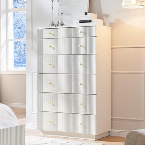 Fluted 7 Drawer Dresser for Bedroom, 48" Tall Modern Wood Chest of Drawers, Dresser Storage Organizer for Living Room, Hallway - 1 of 4
