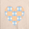 Women's - Instant Message - Patchwork Quilt Heart Lightweight French Terry Wide Neck Long Sleeve Graphic Shirt - 2 of 4