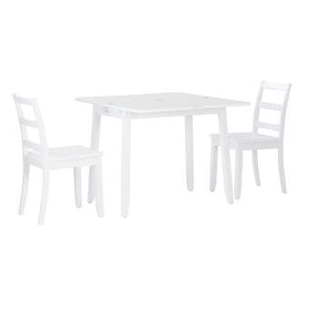 3pc Alberts Solid Wood Hidden Storage Folding Dining Set Clean Bright White Finish - Linon