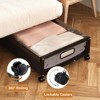 2Pcs Metal + Fabric Underbed Storage Rack Underbed Storage Trolley Bedroom Clothes Shoes Books Mobile Wheeled Storage Box - 3 of 4