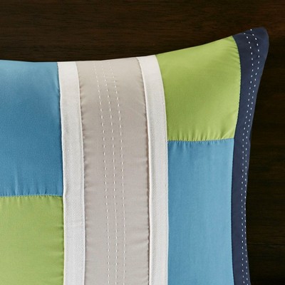 Navy Twin Microfiber Striped Comforter Set