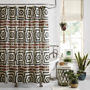 Jungalow Hypnotic Shower Curtain Black - 1 of 4