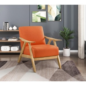 Okak Modern Accent Chair Living Room Chair with Comfy Fabric Upholstered 1pc Solid Rubber Wood Stylish Armchair for Reading Room Bedroom - 1 of 4