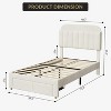 Tackview Twin Bed Frame Velvet Upholstered Platform Bed with Bookcase Headboard for Kids Girls - 3 of 4