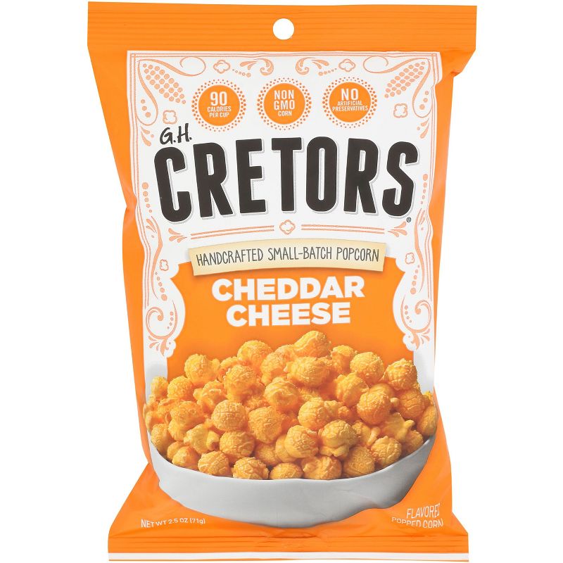 G.H Cretors Cheddar Cheese Popcorn - Case of 6 - 2.5 oz, 1 of 2