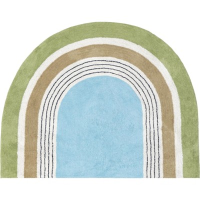 Image of Nuloom Nydia Circular Kids Machine Washable Area Rug, Shaped 4' x 5', Moss Green