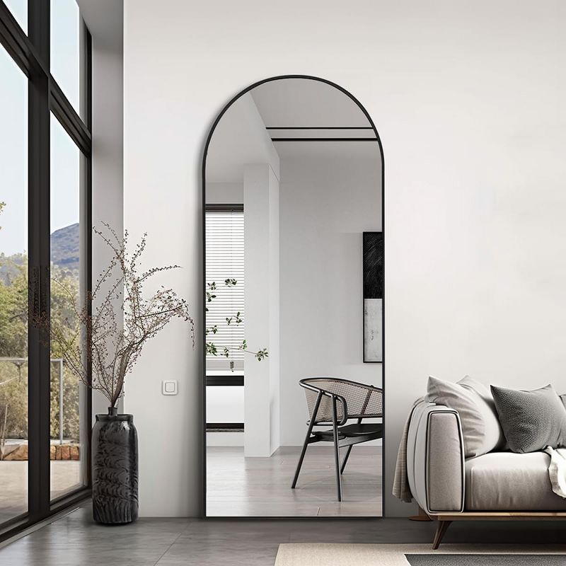 Muselady Large Arch Mirror Full Length,65"x22" Oversize Rectangle With Arch-Crowned Top with Tempered Glass Leaning Floor Mirrors-The Pop Home, 1 of 9
