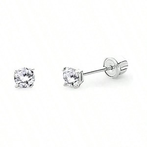 Real Yellow/White Gold 2 - 8mm Round Solitaire Stud Earrings with Screw Backs - 1 of 4