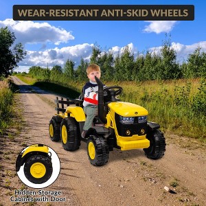 Kids Ride On Tractor, 12V Kids Ride On Toy Car with Remote Control, Electric Vehicles Toy with LED Headlights for Boys Girls 3-8, Gift for Kids - 1 of 4