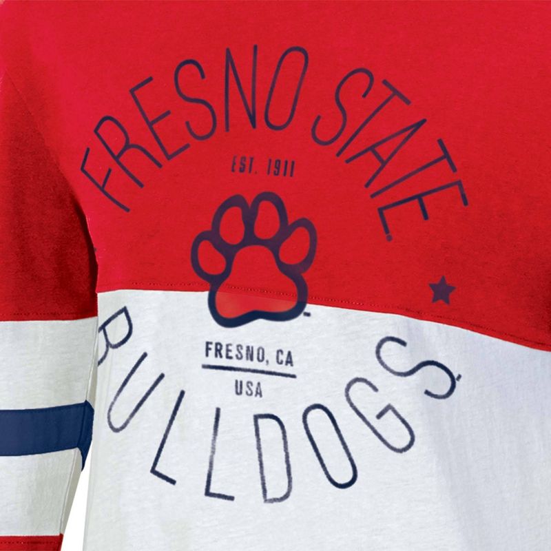 NCAA Fresno State Bulldogs Women&#39;s Long Sleeve Color Block T-Shirt, 3 of 4