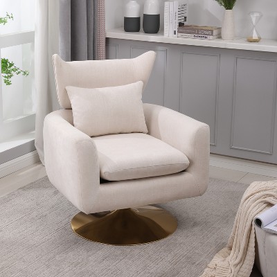 KTMBDW Mid-Century Swivel Accent Chair, Upholstered Fabric Armchair for Living Room, Bedroom